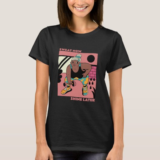 Zweet nu, straks glans t-shirt (Voorkant)