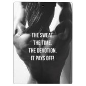 Zweet, Tijd, Devotie Vrouwen Workout Motivatie Klembord (Achterkant)