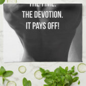 Zweet, Tijd, Devotie Vrouwen Workout Motivatie Theedoek (Gevouwen)