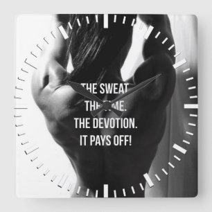 Zweet, Tijd, Devotie Vrouwen Workout Motivatie Vierkante Klok