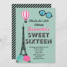 Zweet Zestien Parijs Happy Birthday Uitnodigingska