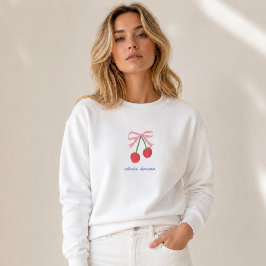 Zweetshirt | Kersen Coquette Strik Lieve Illustrat Trui