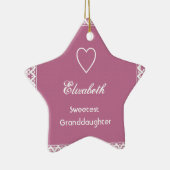 Zweetste grootdochters roze en witte led-cadeautje keramisch ornament (Rechts)