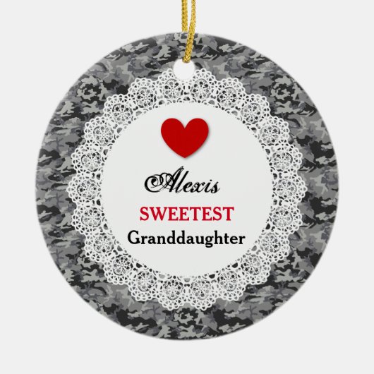 Zweetste kleindochter Silver Black Camo A5 Keramisch Ornament (Voorkant)
