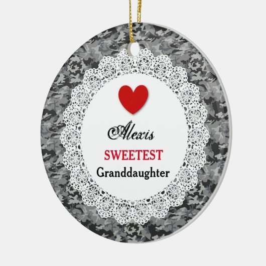 Zweetste kleindochter Silver Black Camo A5 Keramisch Ornament (Links)