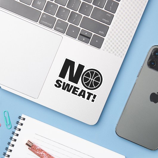 Zweetvrij grappige basketbal laptop sticker (Laptop met iPhone)