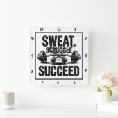 Zweetworsteling Succesvolle Barbell Workout Vierkante Klok (Huis)