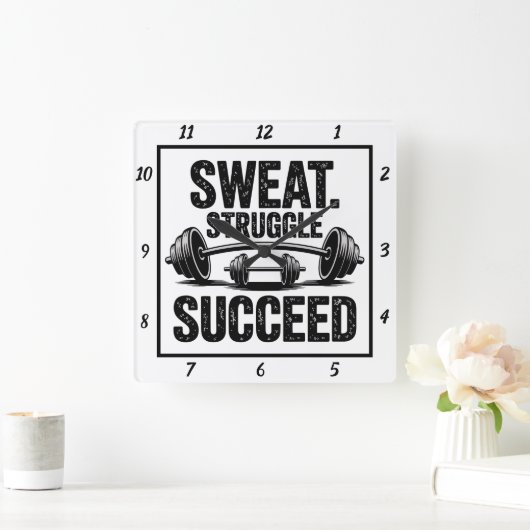 Zweetworsteling Succesvolle Barbell Workout Vierkante Klok (Huis)