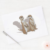 zwei Erdmännchen mit Schatten Ovale Sticker (Envelop)