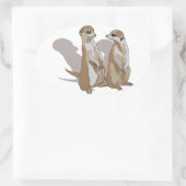zwei Erdmännchen mit Schatten Ovale Sticker (Tas)