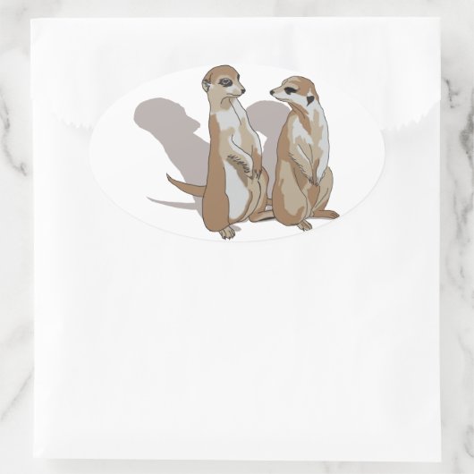 zwei Erdmännchen mit Schatten Ovale Sticker (Tas)