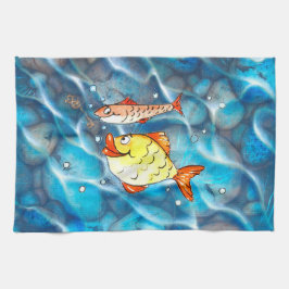 Zwei fröhliche Fische Theedoek