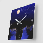 Zwei Katzen beobachten Mond und Sterne Vierkante Klok (Hoek)