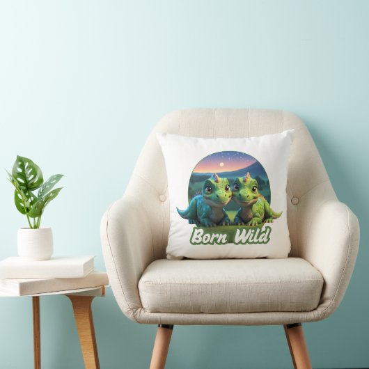 Zwei kleine Dinos - Born Wild Kussen (Stoel)