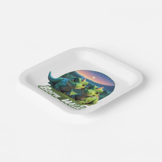 Zwei kleine Dinos - Born Wild  Papieren Bordje (Gebogen)