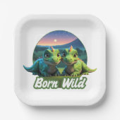 Zwei kleine Dinos - Born Wild Papieren Bordje (Voorkant)