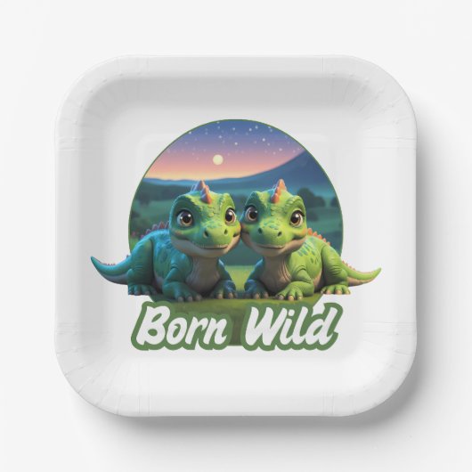 Zwei kleine Dinos - Born Wild  Papieren Bordje (Voorkant)