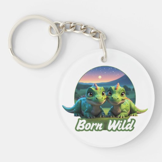 Zwei kleine Dinos - Born Wild  Sleutelhanger (Voorkant)