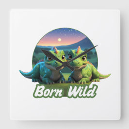 Zwei kleine Dinos - Born Wild  Vierkante Klok