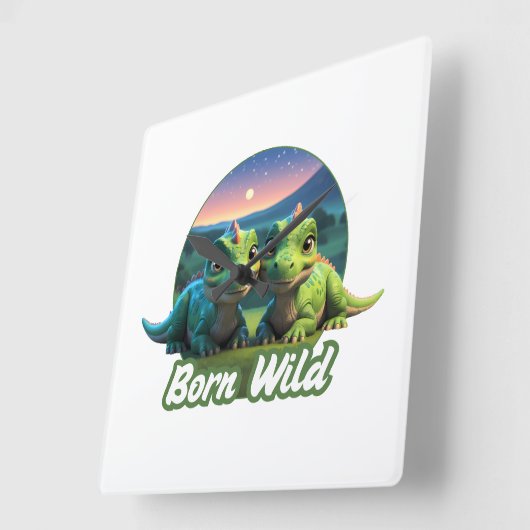 Zwei kleine Dinos - Born Wild  Vierkante Klok (Hoek)