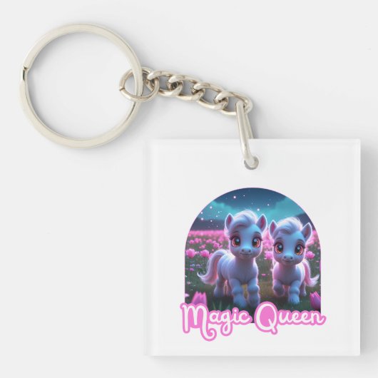 Zwei kleine süße Ponys - Magic Queen Sleutelhanger (voorkant)