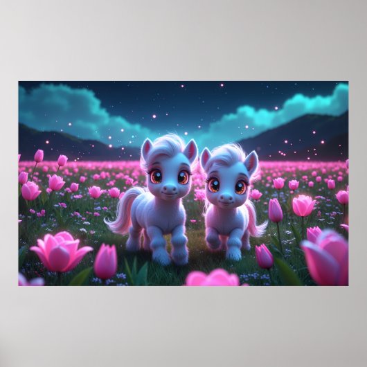 Zwei kleine süße Ponys Poster (Voorkant)