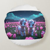 Zwei kleine süße Ponys Rond Kussen (Achterkant)