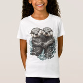 zwei niedliche Otter im Wasser  T-shirt (Voorkant)