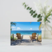 Zwei Strandstühle auf Holzsteg am Meer Briefkaart (Staand voorkant)