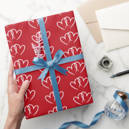Zwei verbundene Herzen - Rolle Cadeaupapier