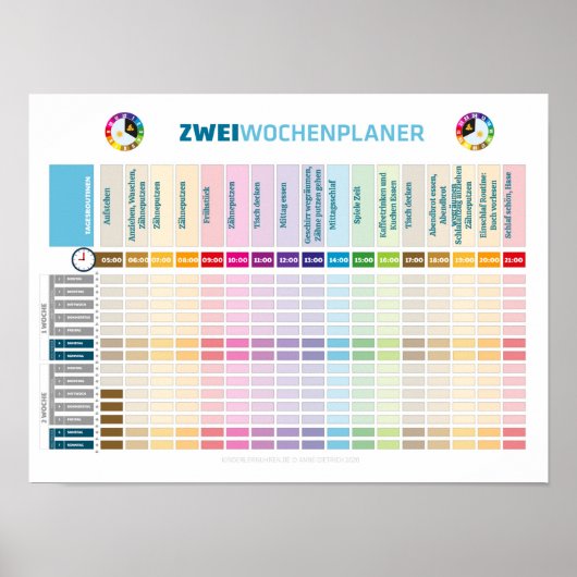 Zwei Wochenplaner für Kinder im Wechselmodell Poster (Voorkant)