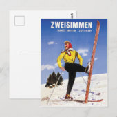 Zweisimmen, Bernese Oberland, Zwitserland, ski Briefkaart (Voorkant / Achterkant)