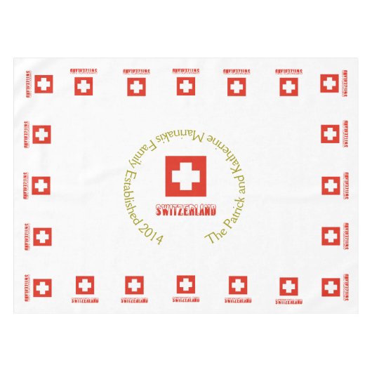 Zweizer Vlag en Zwitserland Persoonlijk Tafelkleed (Voorkant (Horizontaal))