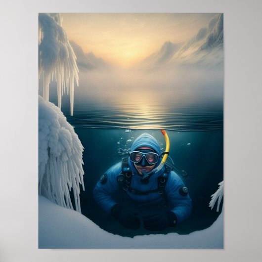 Zwem als de vissen in de winter poster (Voorkant)
