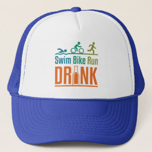 Zwem Fiets Ren Drink Grappige Triatlon Drinken Trucker Pet