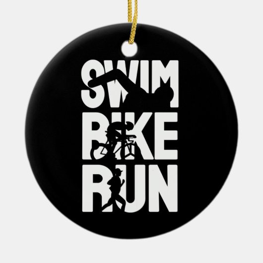 Zwem Fiets Ren Keramisch Ornament (Voorkant)