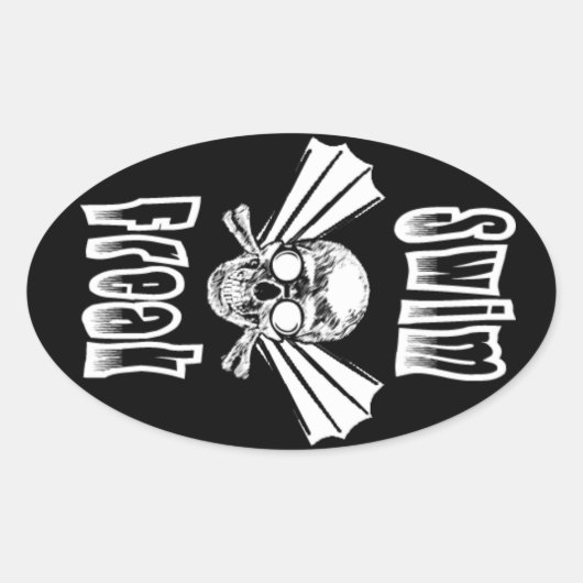 Zwem Freak ovale sticker (Voorkant)