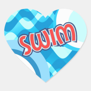 ZWEM Hartvormige Stickers