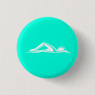 Zwem het Turkoois van de Button van het Logo