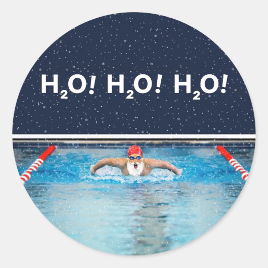 Zwem Kerstmis Ronde Sticker (Voorkant)