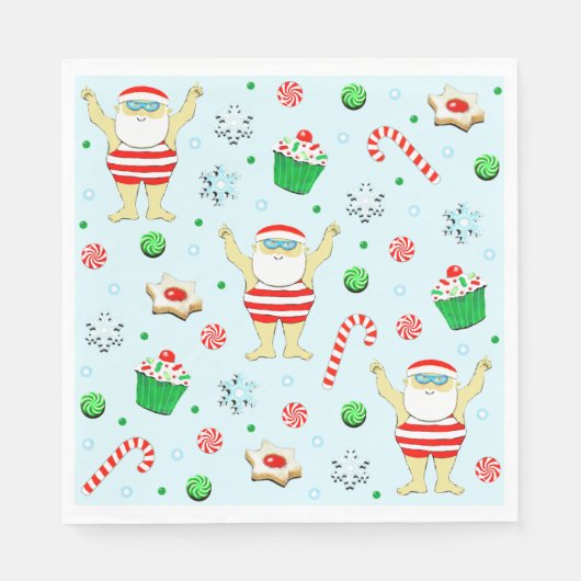 Zwem Kerstvakantie Feest Servet (Voorkant)