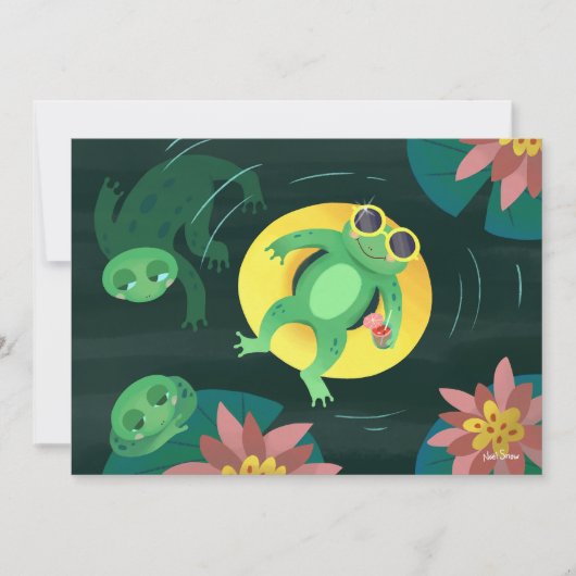 Zwem kikker gele zonnebril doe-het-zelf blanco kaart (Voorkant)