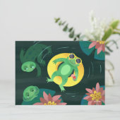 Zwem kikker gele zonnebril doe-het-zelf blanco kaart (Staand voorkant)