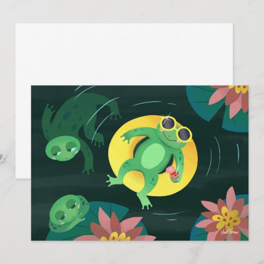 Zwem kikker gele zonnebril doe-het-zelf blanco kaart (Voorkant / Achterkant)