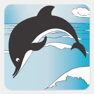 Zwem Met Dolfijnen Vierkante Sticker