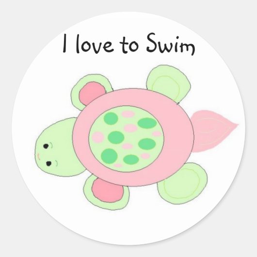Zwem Schildpad Ronde Sticker (Voorkant)