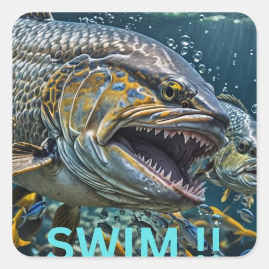 Zwem !! vierkante sticker (Voorkant)