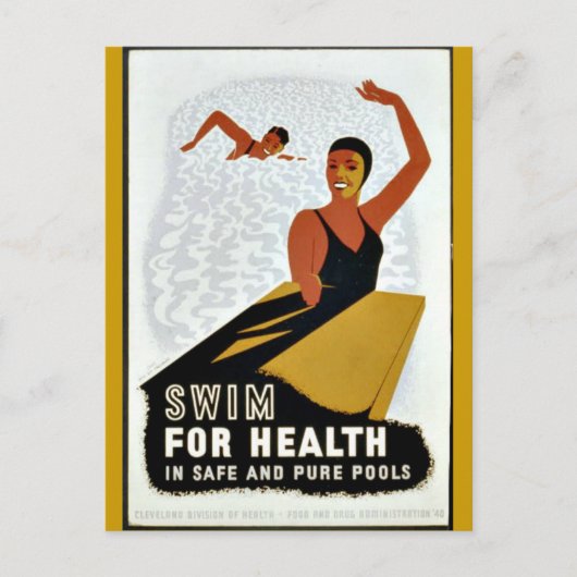 Zwem voor Gezondheid - Oude WPA-poster Briefkaart (Voorkant)