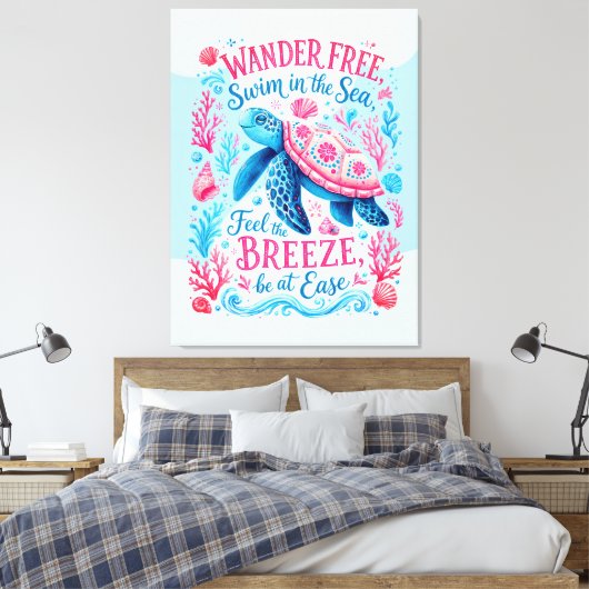 Zwem Vrij in de Zee Canvas Afdruk (Insitu (Slaapkamer))