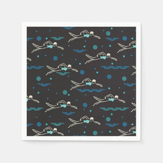 Zwem Zwemmen Zwemmers Patroon Zwart Ver Servet (Voorkant)